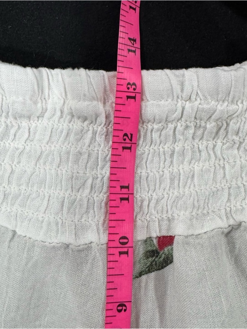 Wide-Leg Floral Border Linen Pants in Cream with Pink Floral - Picture 12 of 14